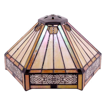 Stained Glass Lamp Shade Replacement Werfactory® 12X10X6 Inch Yellow Hexagon Mission Tiffany Only